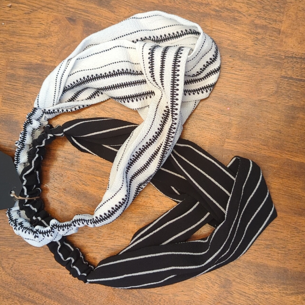 Black & White Wrap Front Headbands - Set of 2
